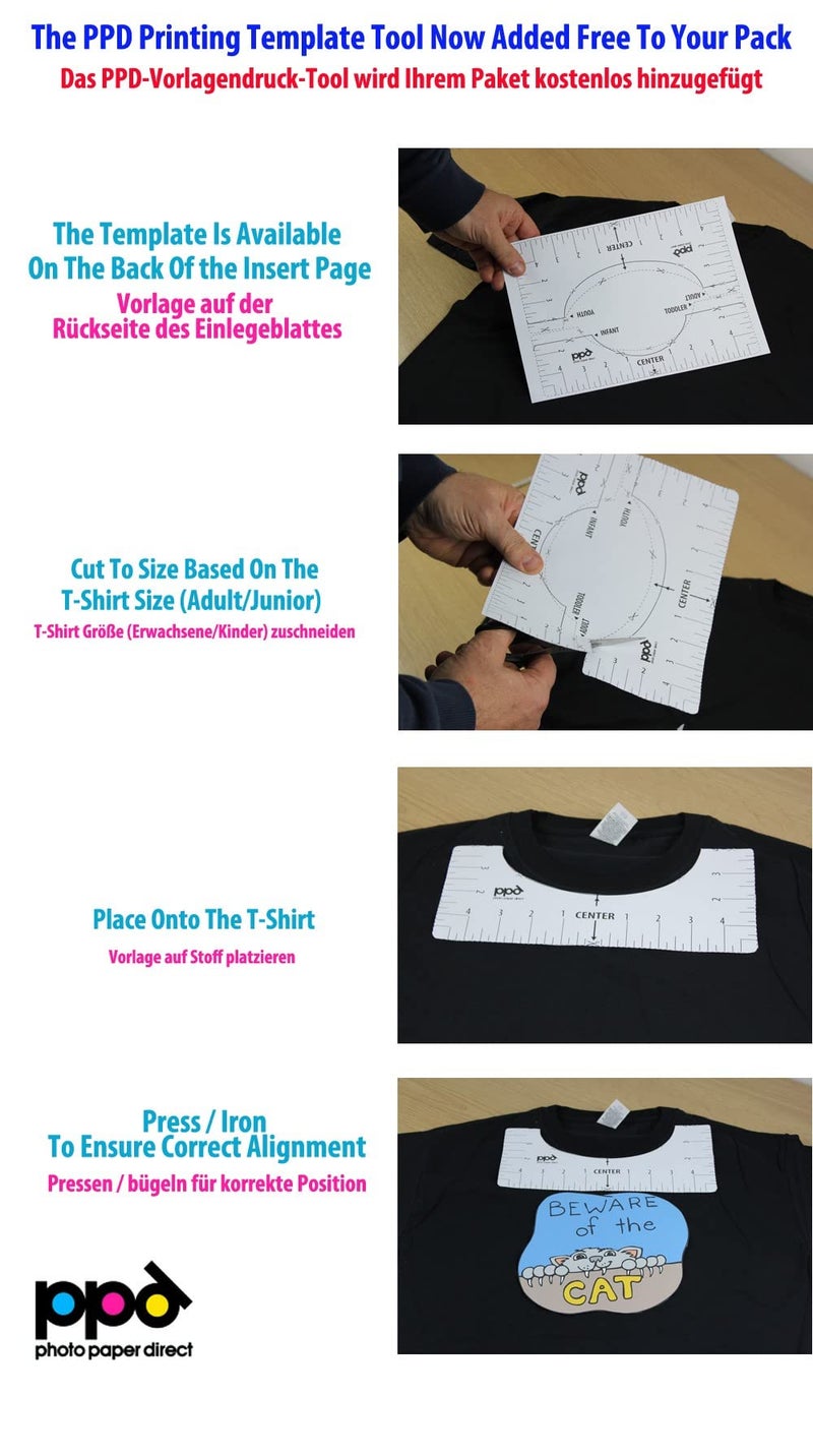 PPD 20 Sheets 11x17" - Inkjet Iron-on Heat Transfer Paper for Black & Dark Fabric and T-Shirts - Premium - PPD-107-20 - Image 4